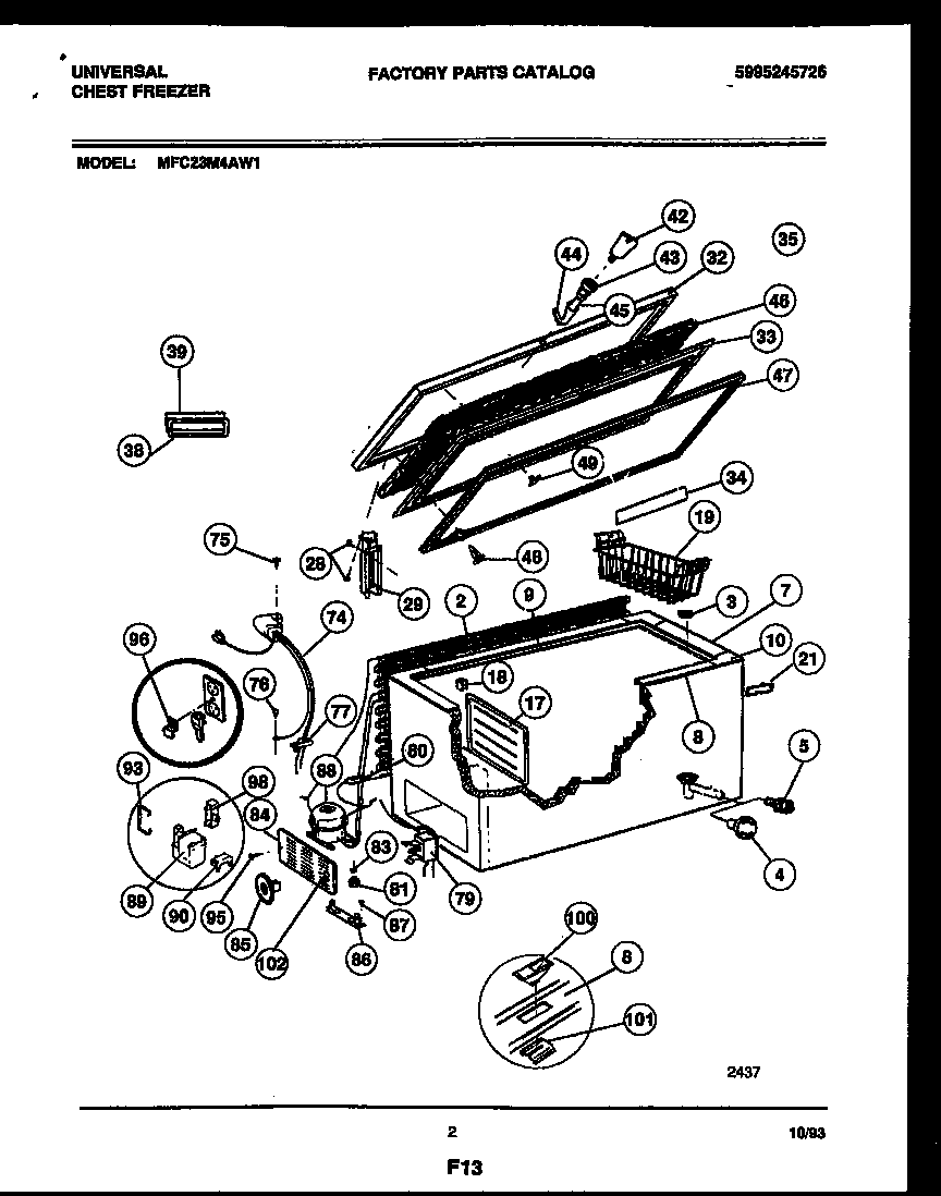 Universal/Multiflex (Frigidaire) MFC23M4AW1 chest freezer parts diagram