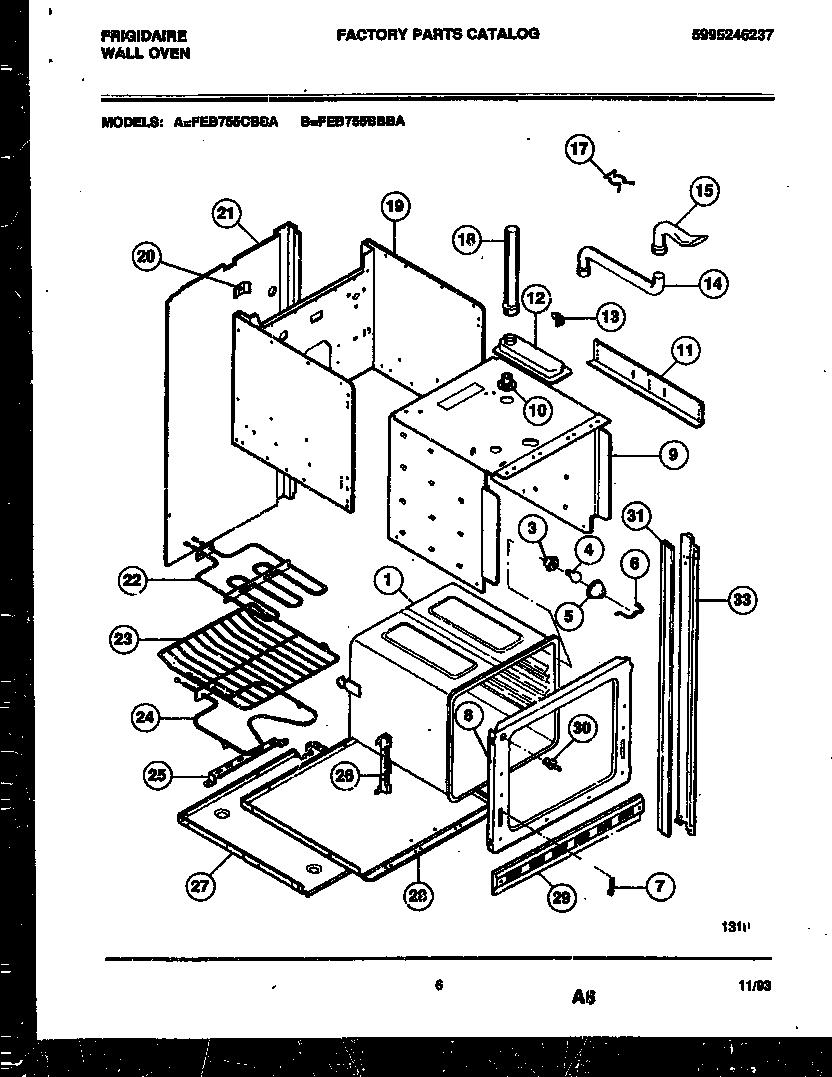 Frigidaire FEB755BBBA body parts diagram