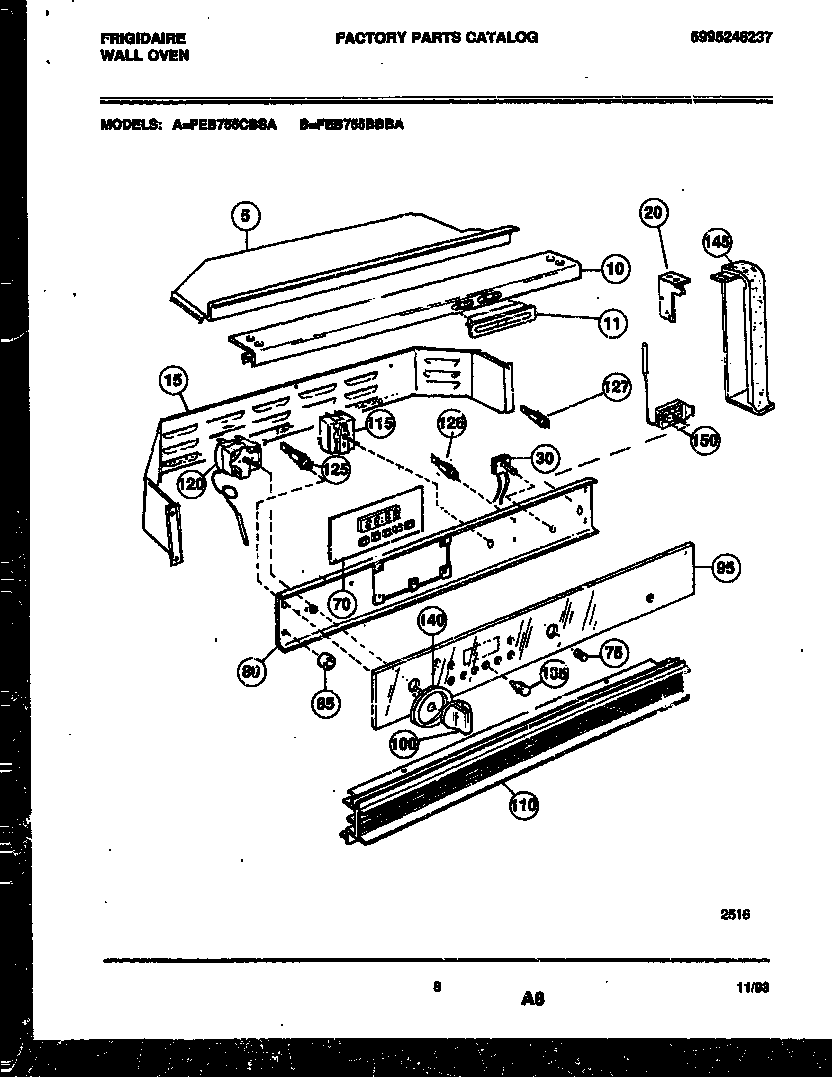 Frigidaire FEB755BBBA control panel diagram
