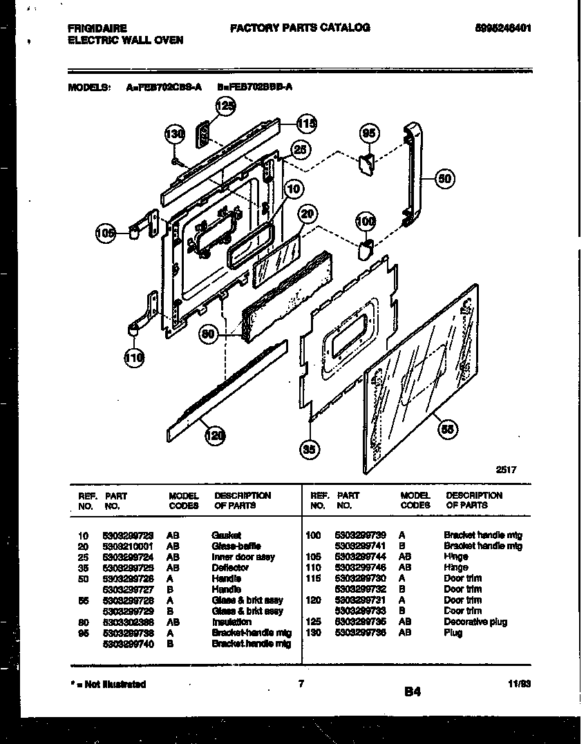 Frigidaire FEB702CBSA door parts diagram