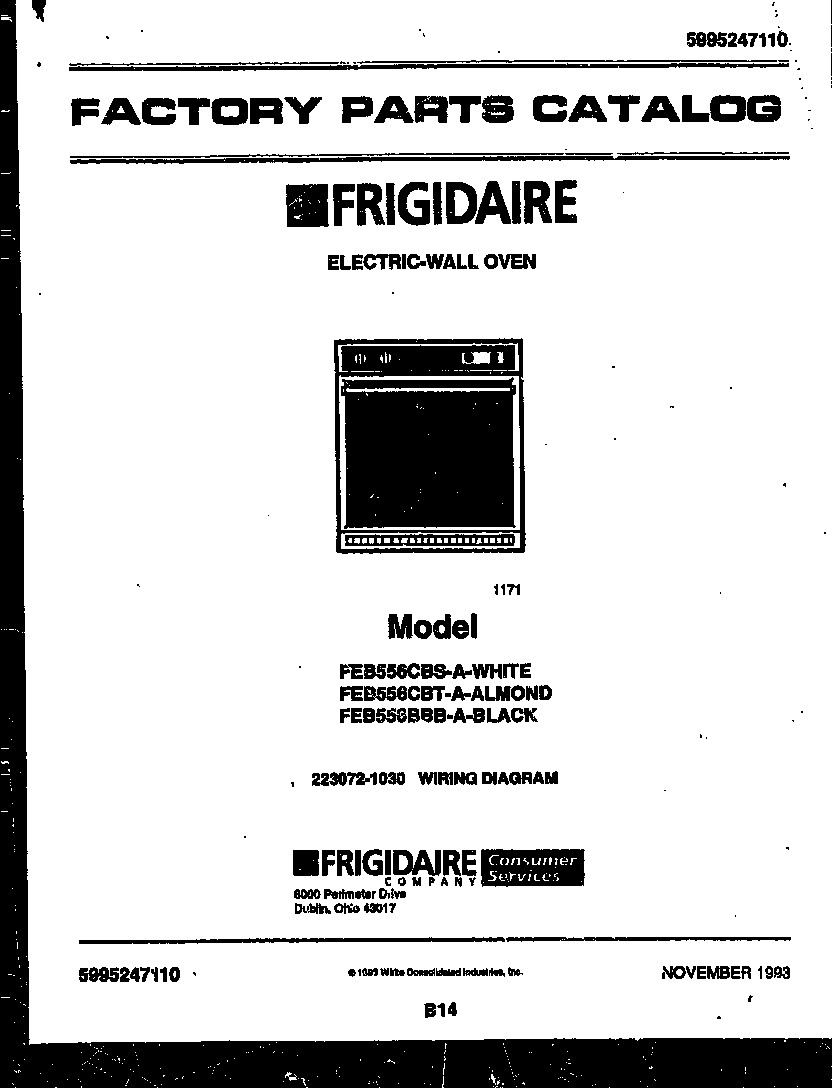 Frigidaire FEB556BBBA cover diagram
