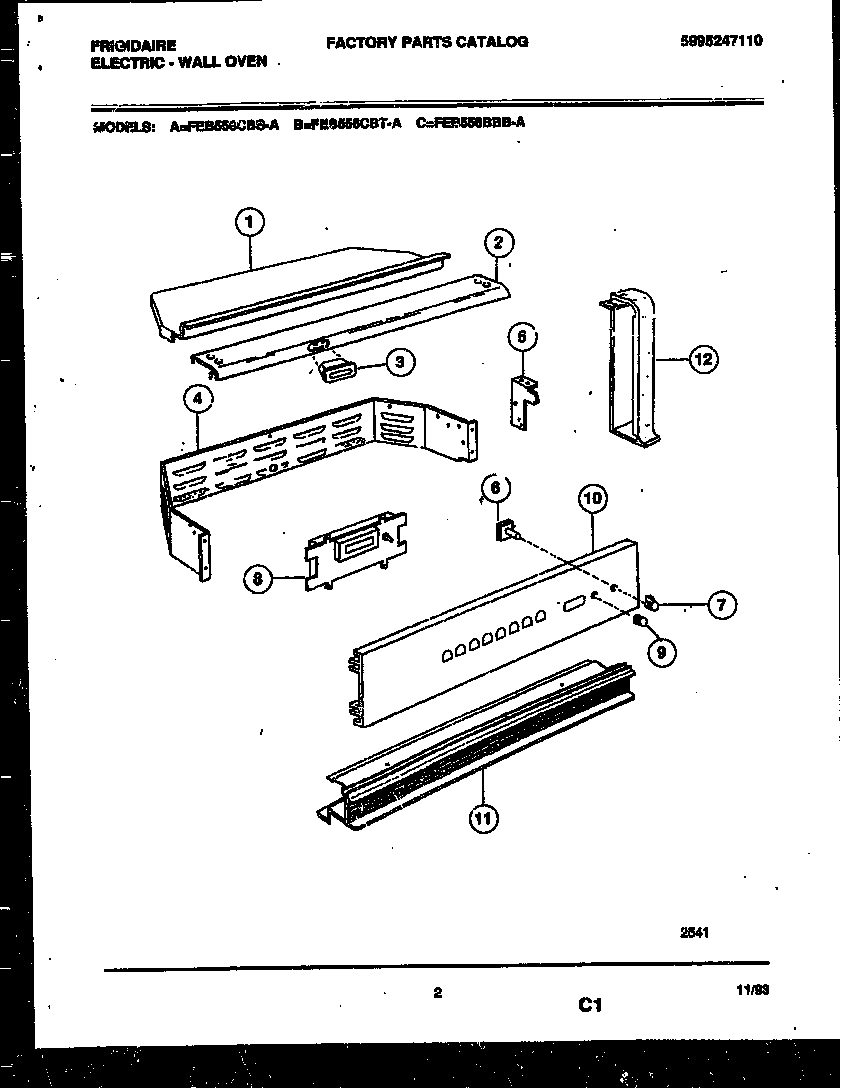 Frigidaire FEB556BBBA control panel diagram