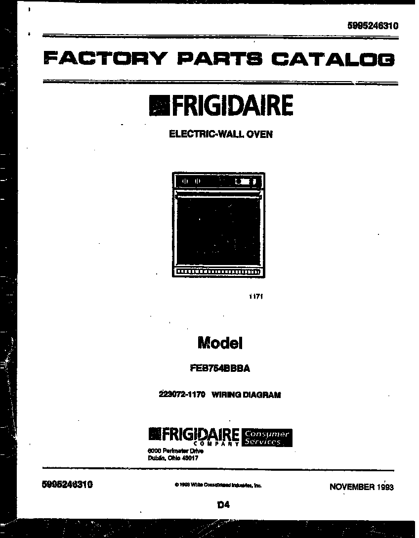 Frigidaire FEB754BBBA cover diagram