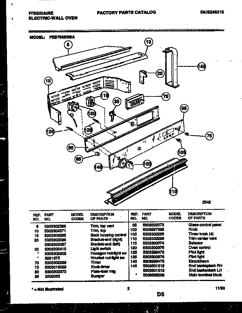 Frigidaire FEB754BBBA control panel diagram