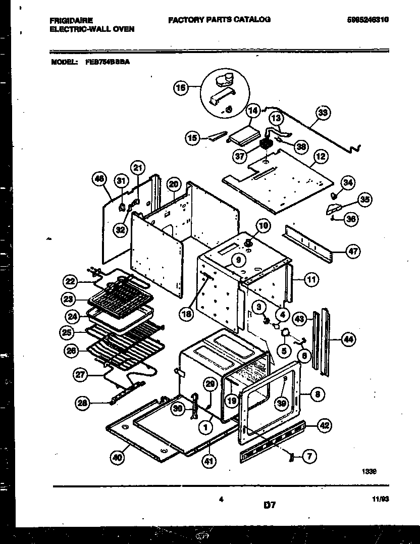 Frigidaire FEB754BBBA body parts diagram