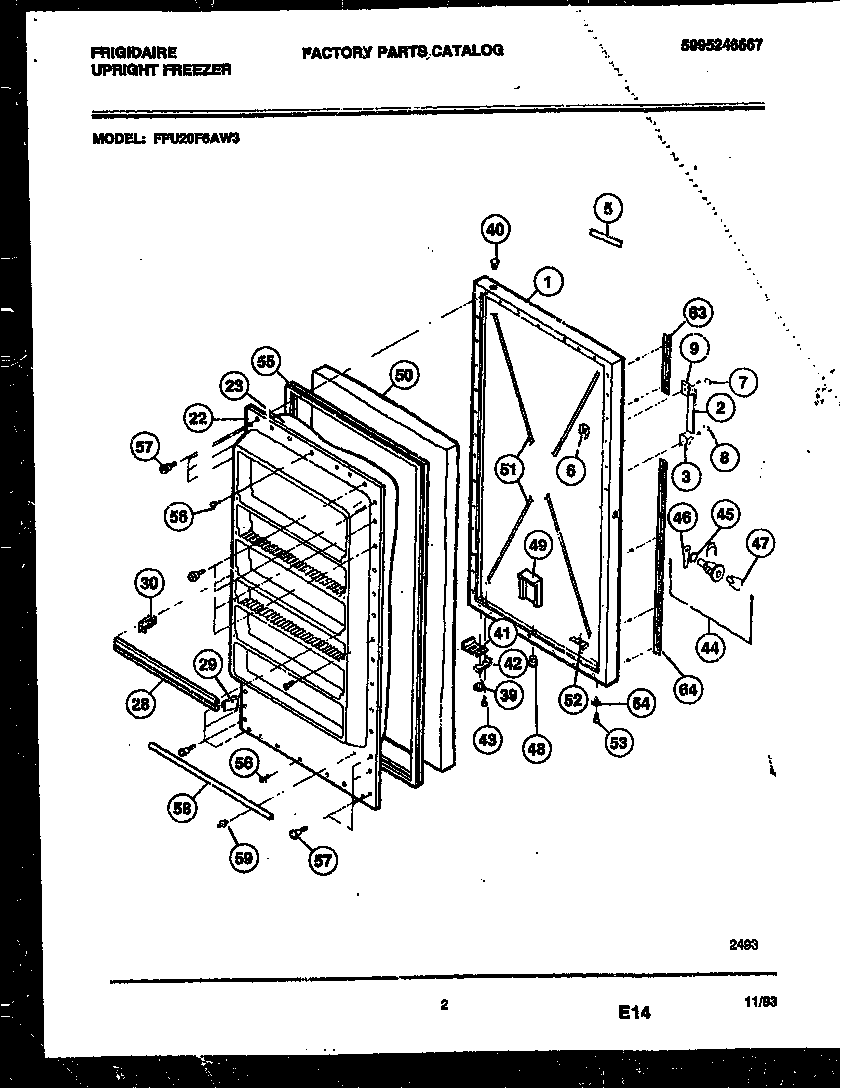 Frigidaire FFU20F6AW3 door parts diagram