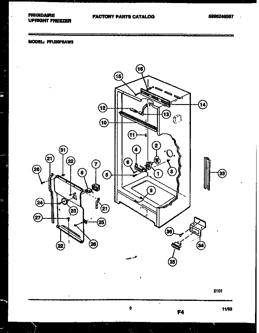 Frigidaire FFU20F6AW3 interior parts diagram