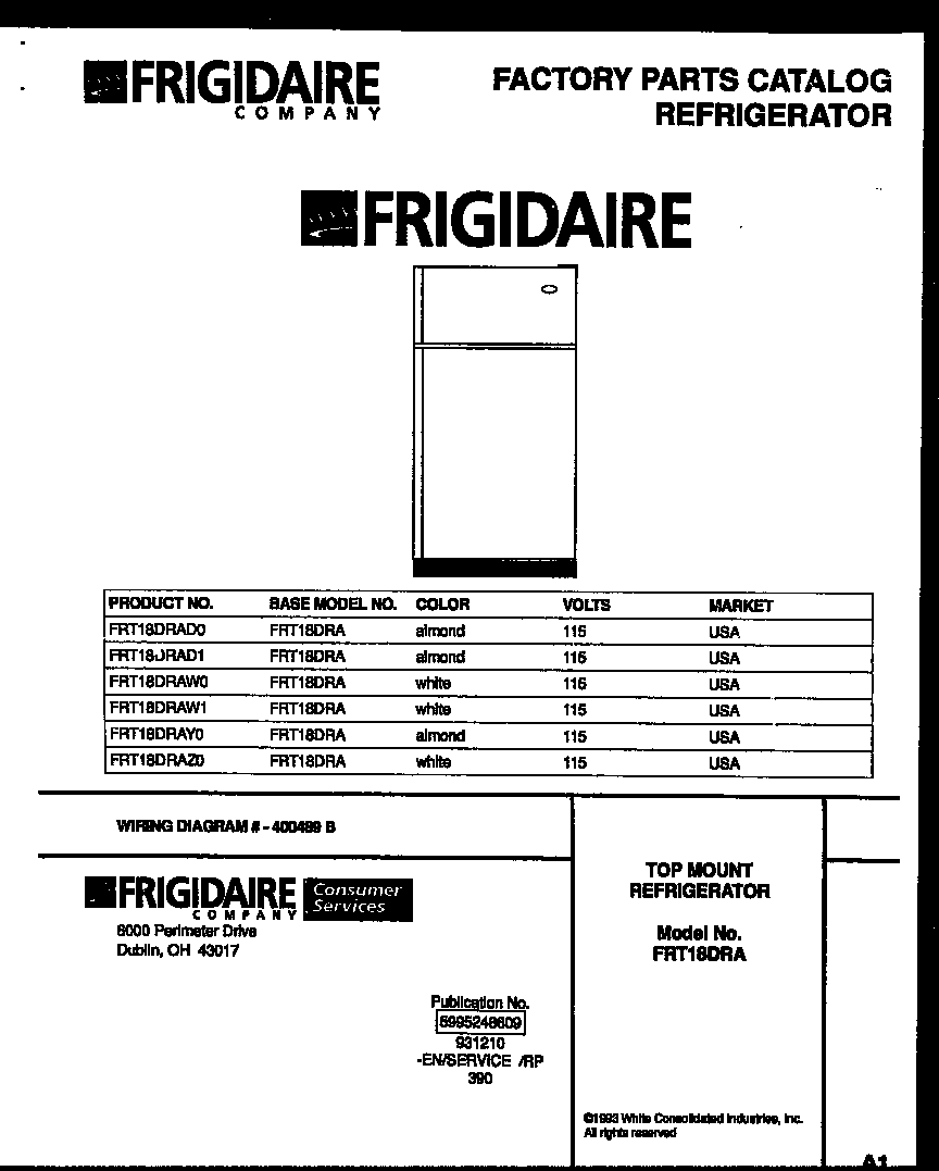 Frigidaire FRT18DRAW0 cover diagram