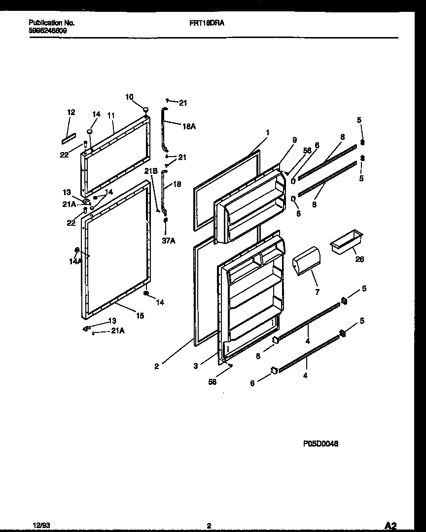 Frigidaire FRT18DRAW0 door parts diagram