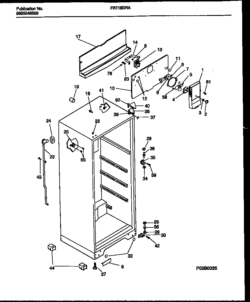 Frigidaire FRT18DRAW0 cabinet parts diagram
