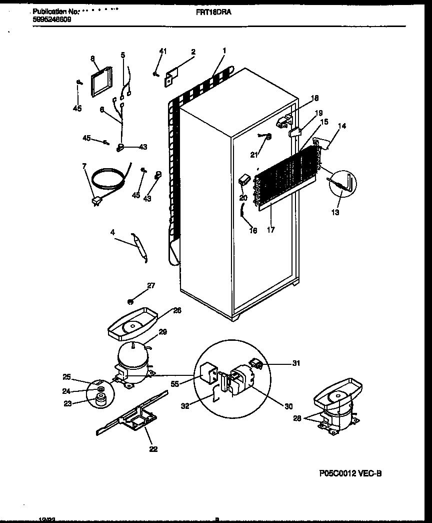 Frigidaire FRT18DRAW0 system and automatic defrost parts diagram