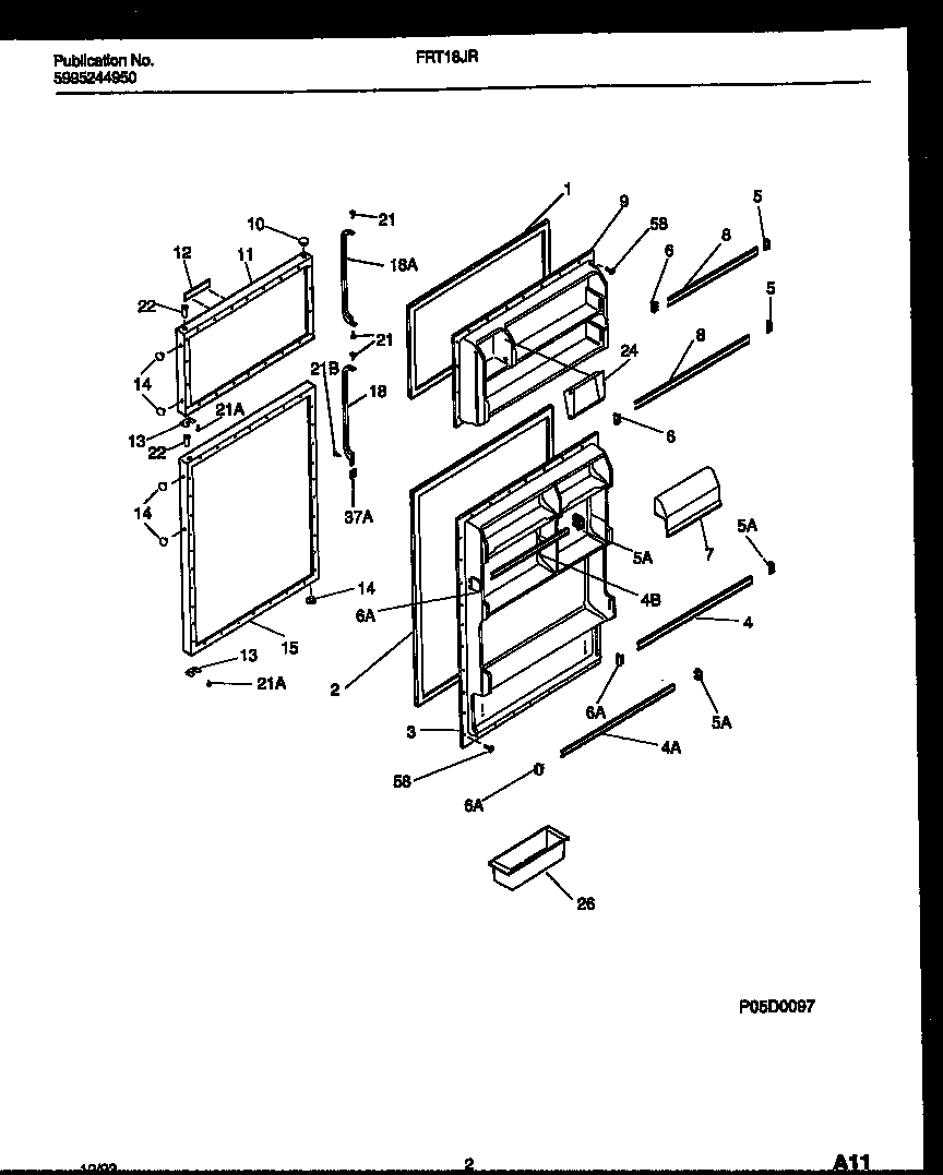 Frigidaire FRT18JRAD0 door parts diagram