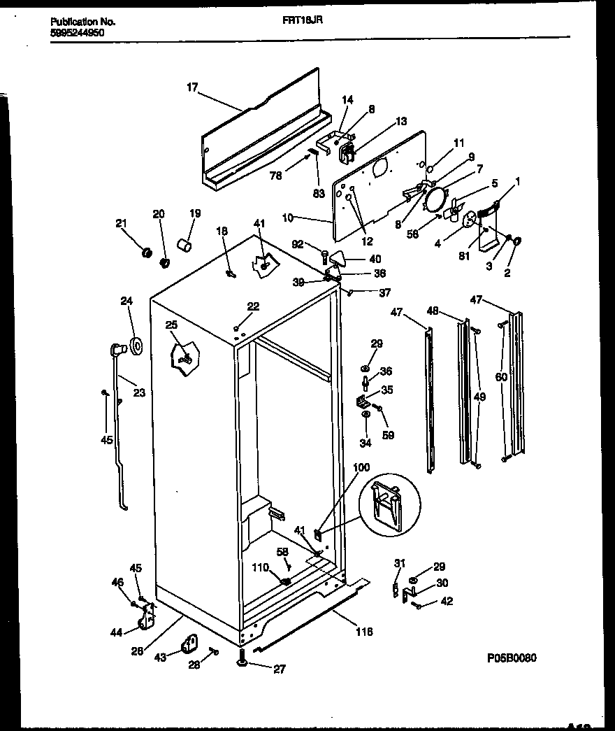 Frigidaire FRT18JRAD0 cabinet parts diagram