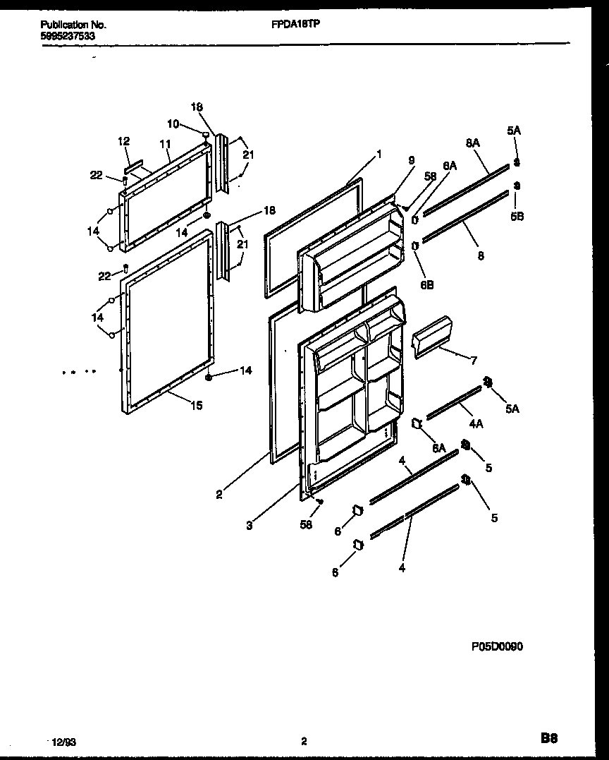 Frigidaire FPDA18TPW2 door parts diagram