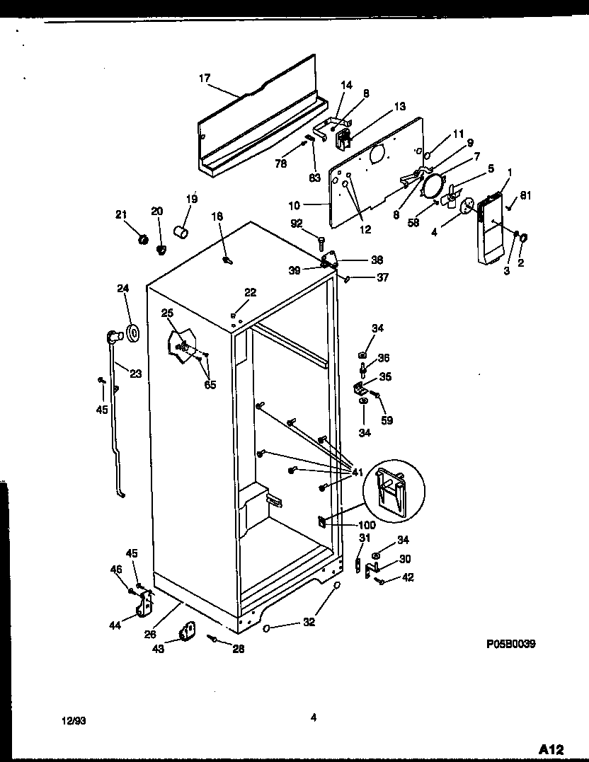 Universal/Multiflex (Frigidaire) MRT21BRAW0 cabinet parts diagram