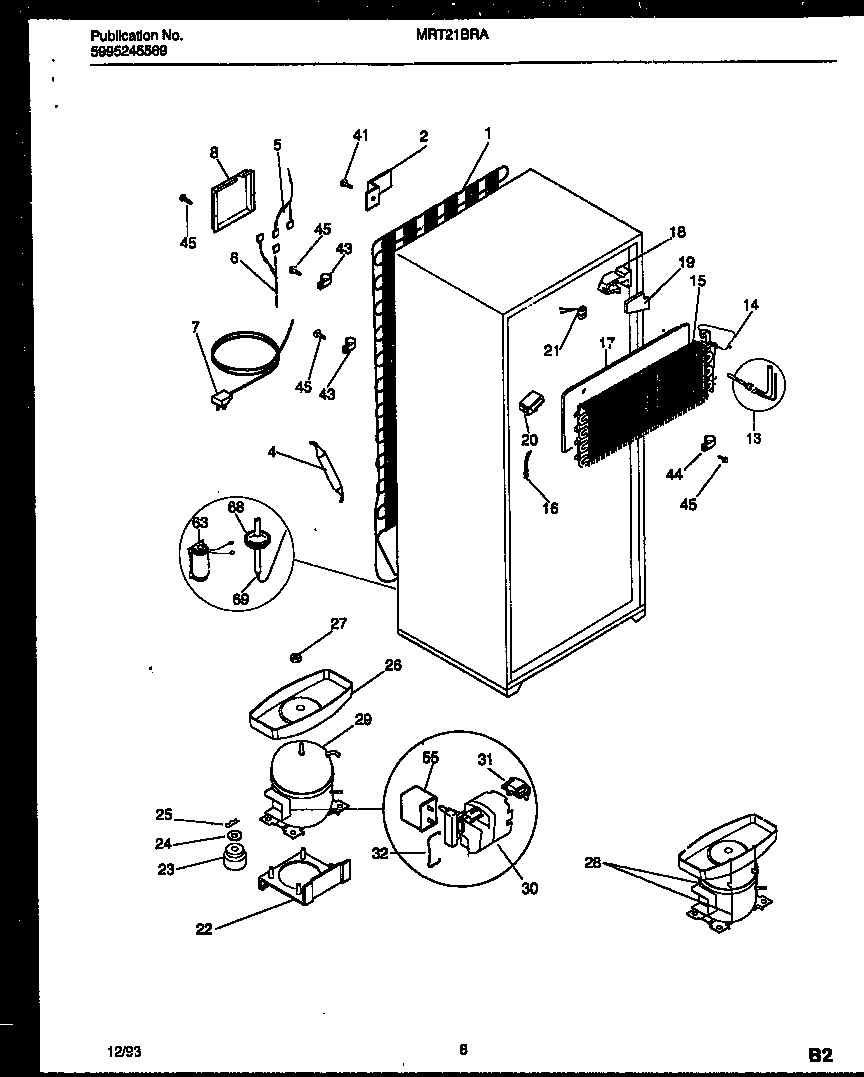 Universal/Multiflex (Frigidaire) MRT21BRAW0 system and automatic defrost parts diagram