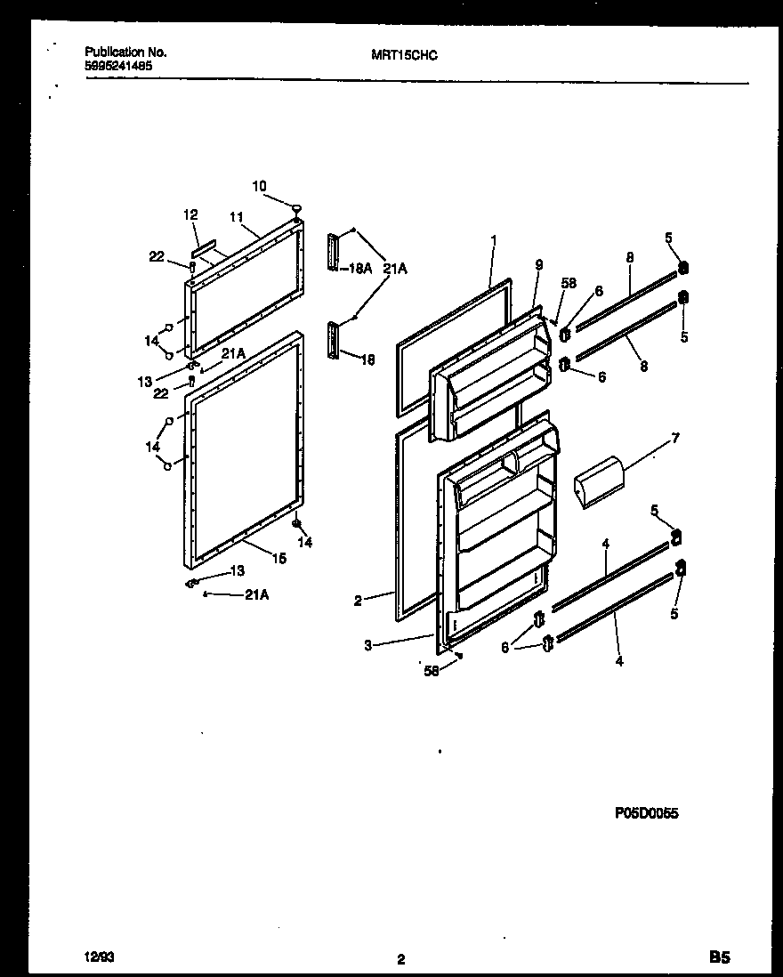 Universal/Multiflex (Frigidaire) MRT15CHCD0 door parts diagram