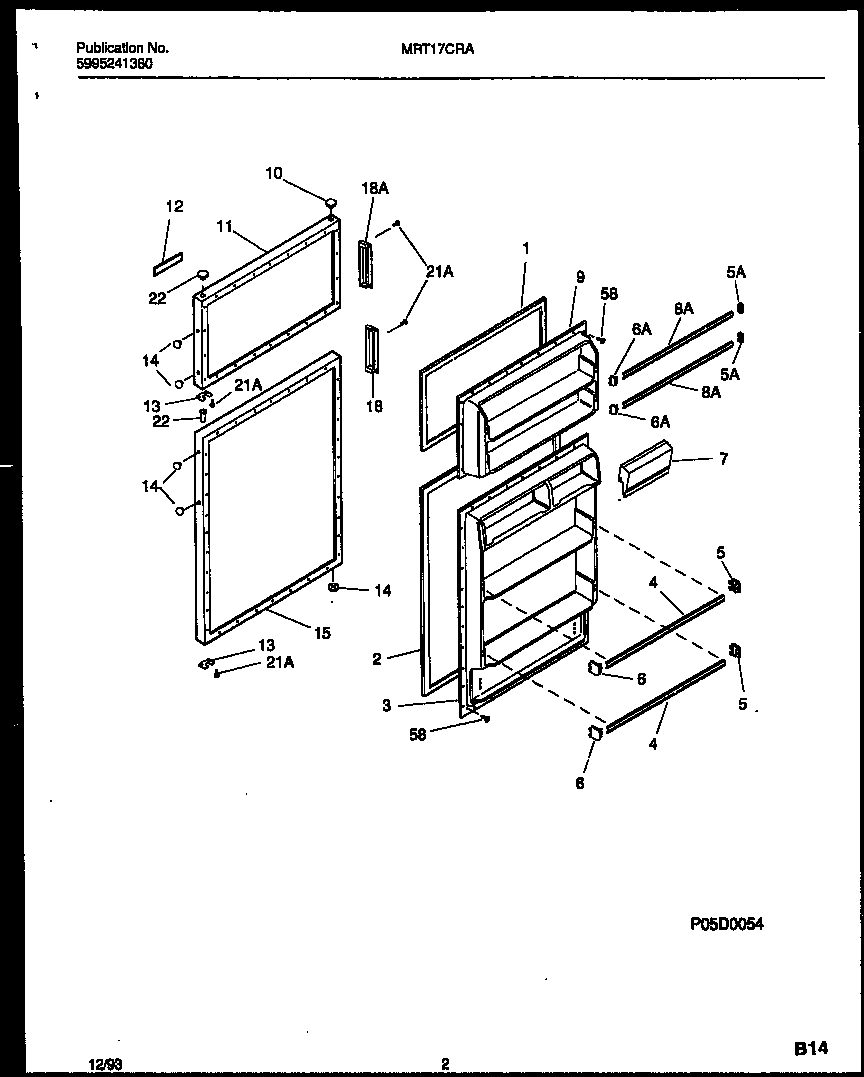 Universal/Multiflex (Frigidaire) MRT17CRAW0 door parts diagram