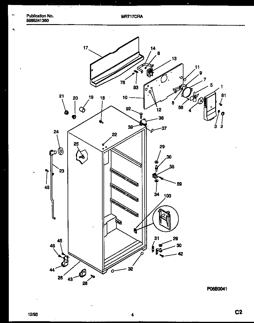 Universal/Multiflex (Frigidaire) MRT17CRAW0 cabinet parts diagram