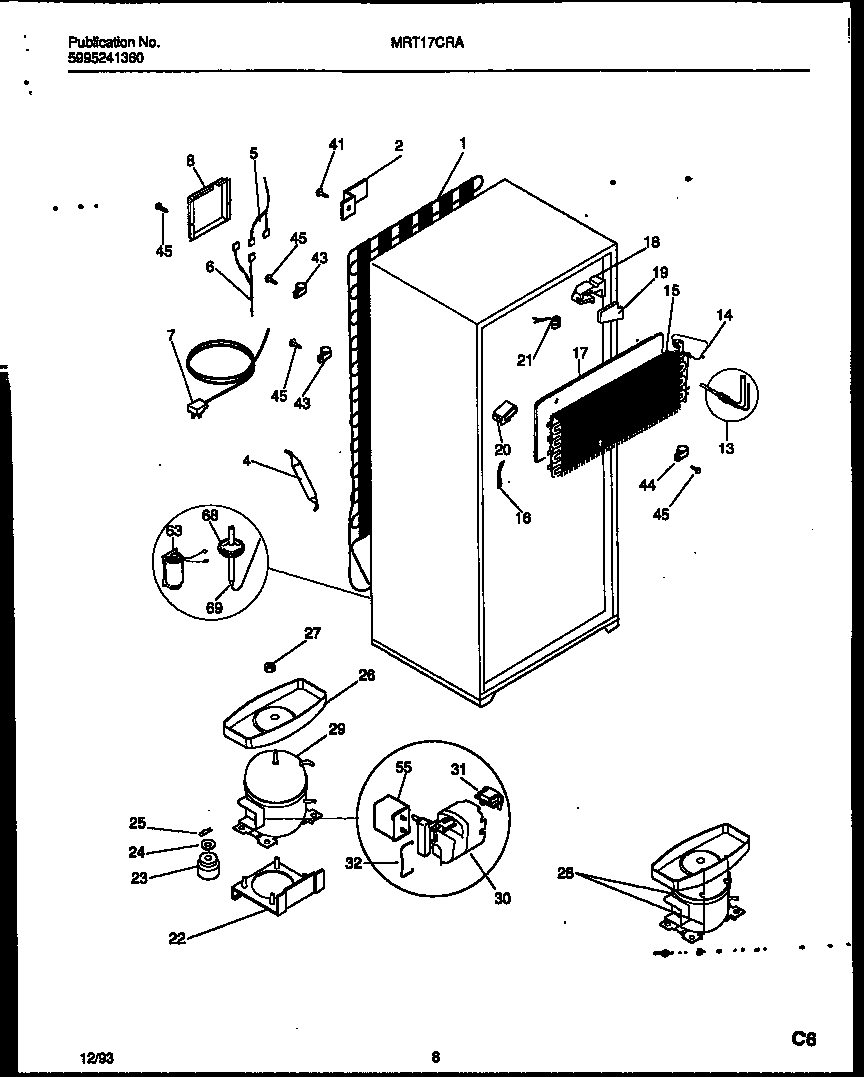Universal/Multiflex (Frigidaire) MRT17CRAW0 system and automatic defrost parts diagram