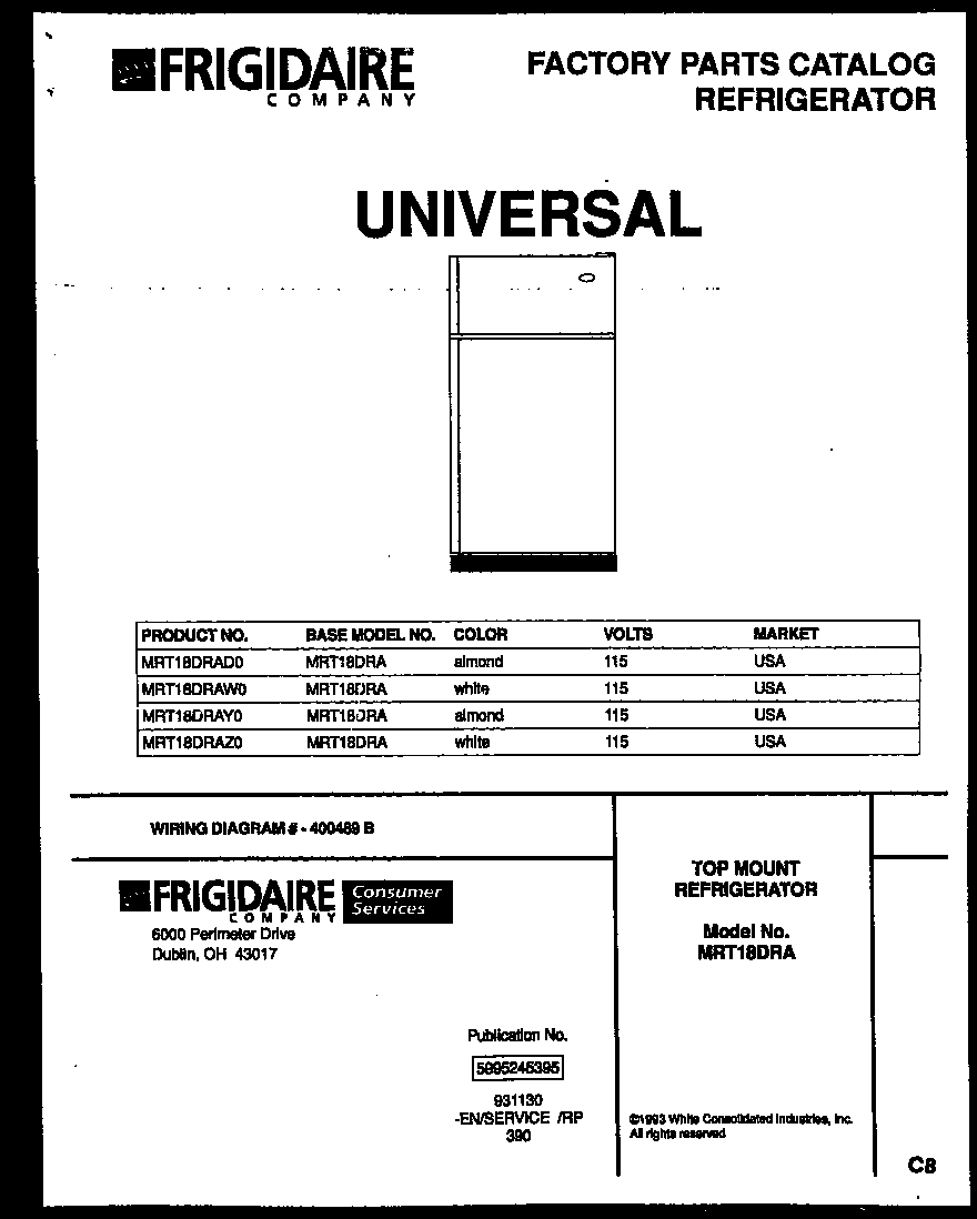 Universal/Multiflex (Frigidaire) MRT18DRAZ0 cover diagram