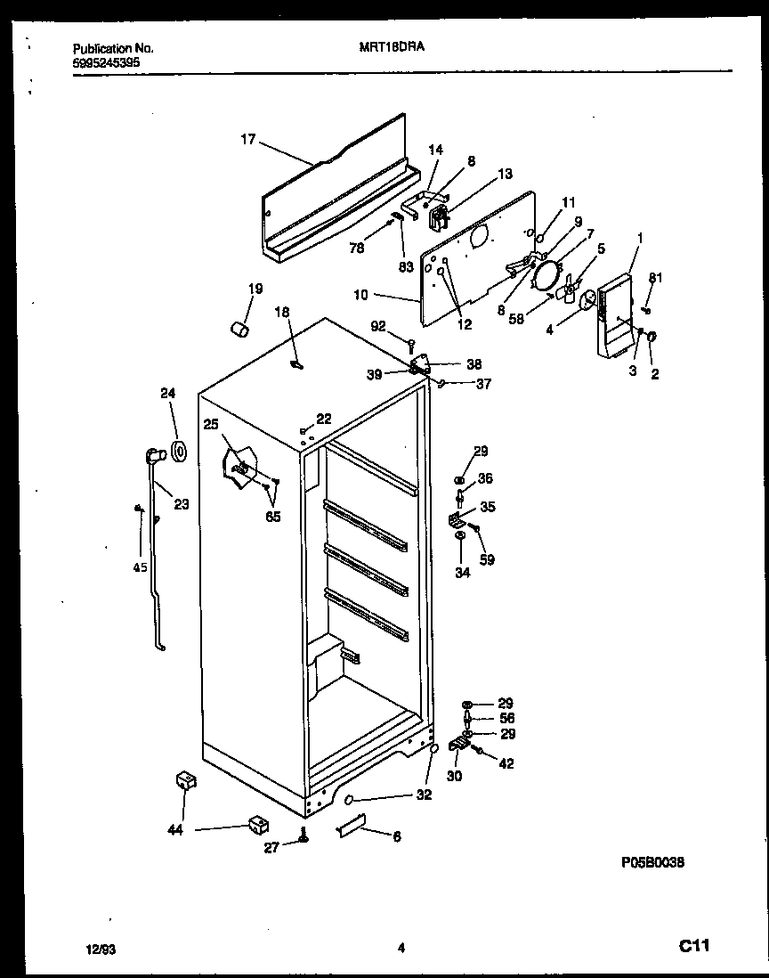 Universal/Multiflex (Frigidaire) MRT18DRAZ0 cabinet parts diagram