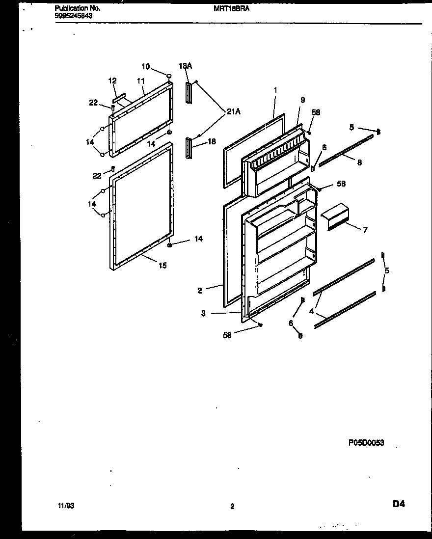 Universal/Multiflex (Frigidaire) MRT18BRAW0 door parts diagram