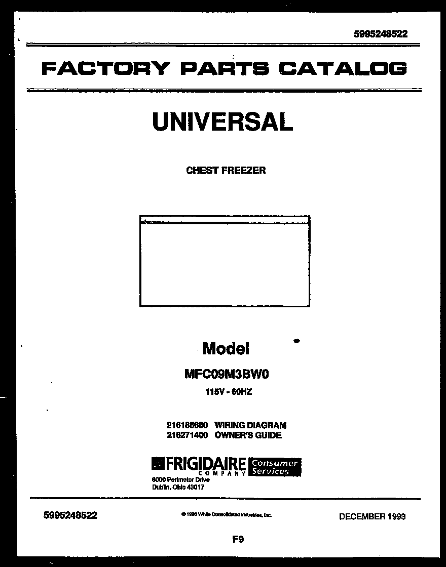 Universal/Multiflex (Frigidaire) MFC09M3BW0 null diagram