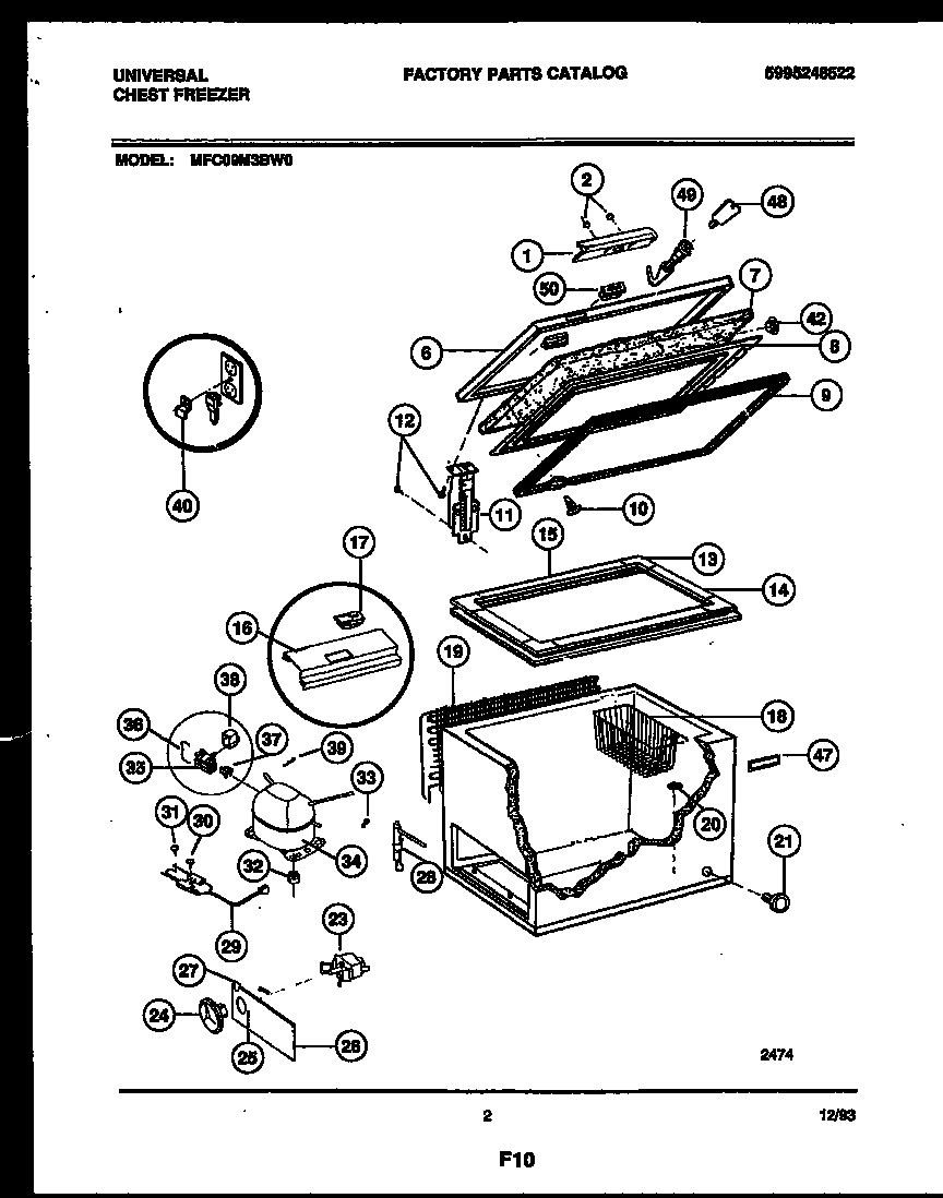 Universal/Multiflex (Frigidaire) MFC09M3BW0 chest freezer parts diagram
