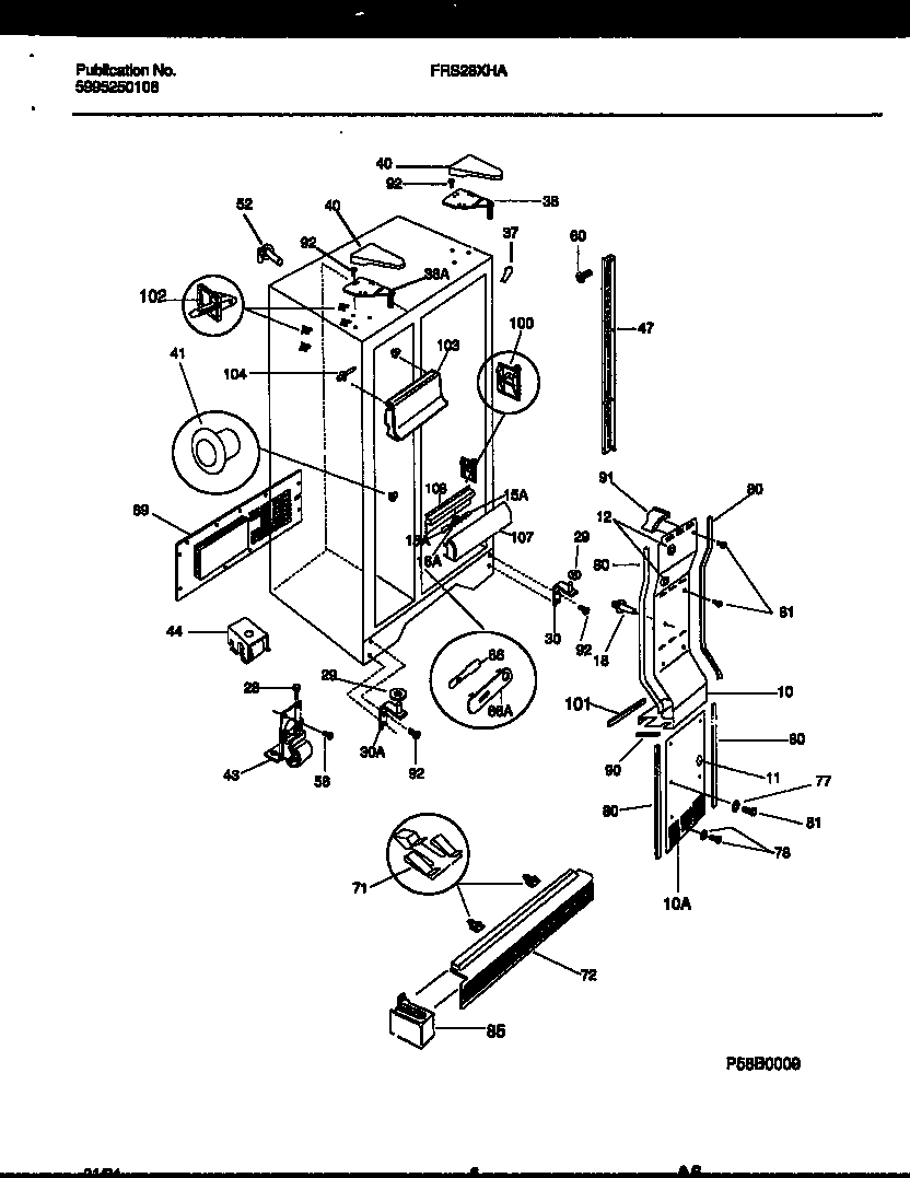 Frigidaire FRS28XHAD1 cabinet parts diagram