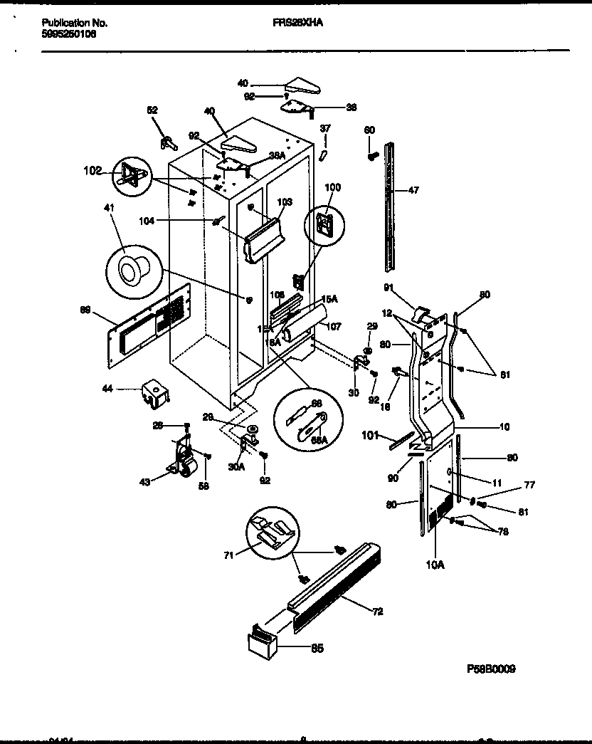 Frigidaire FRS28XHAD1 cabinet parts diagram