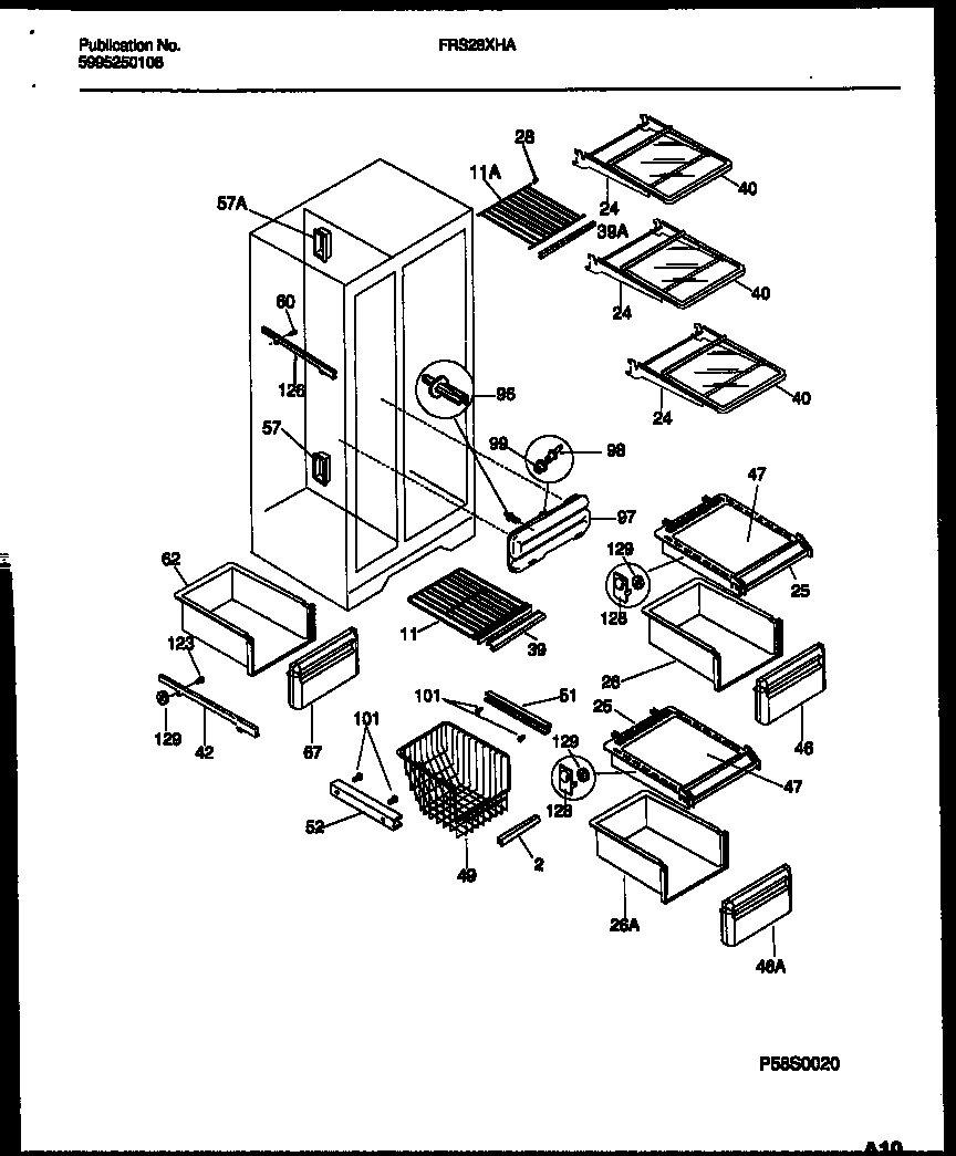 Frigidaire FRS28XHAD1 shelves and supports diagram
