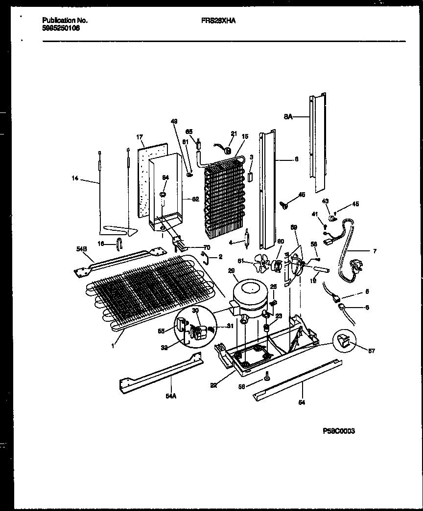 Frigidaire FRS28XHAD1 system and automatic defrost parts diagram