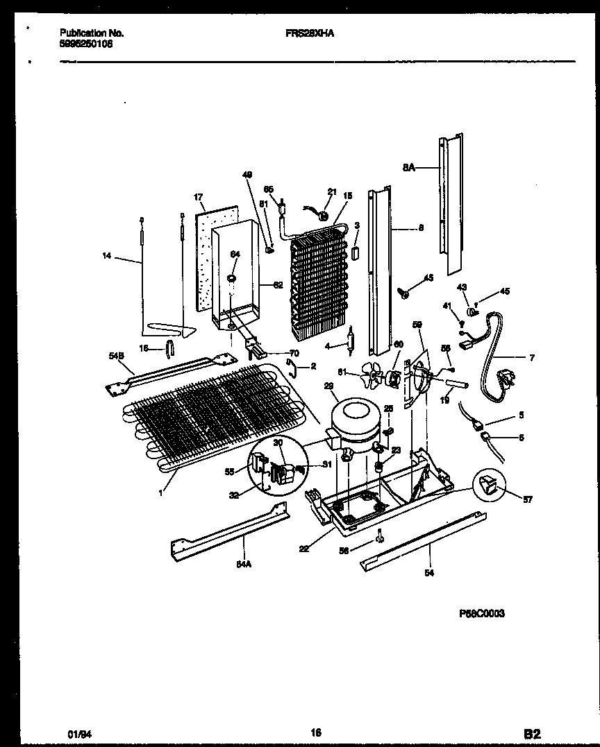 Frigidaire FRS28XHAD1 system and automatic defrost parts diagram