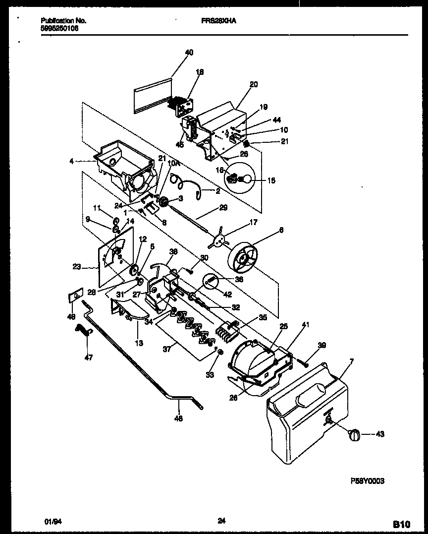 Frigidaire FRS28XHAD1 ice dispenser diagram