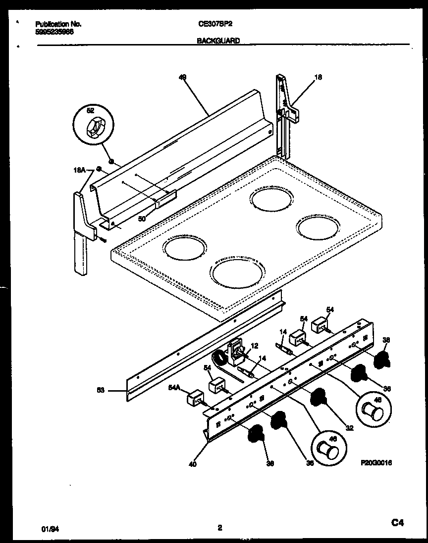 Kelvinator CE307SP2W1 backguard diagram