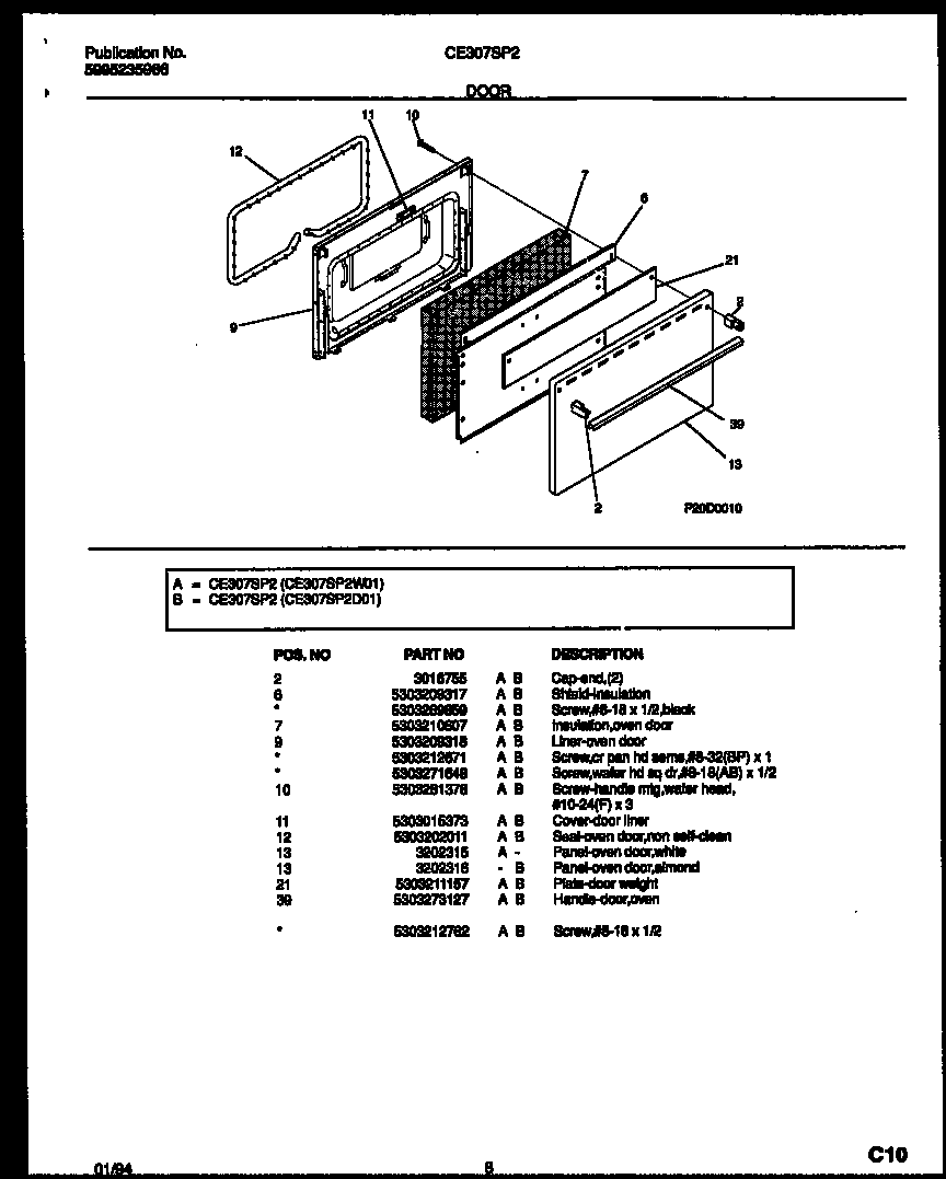Kelvinator CE307SP2W1 door parts diagram