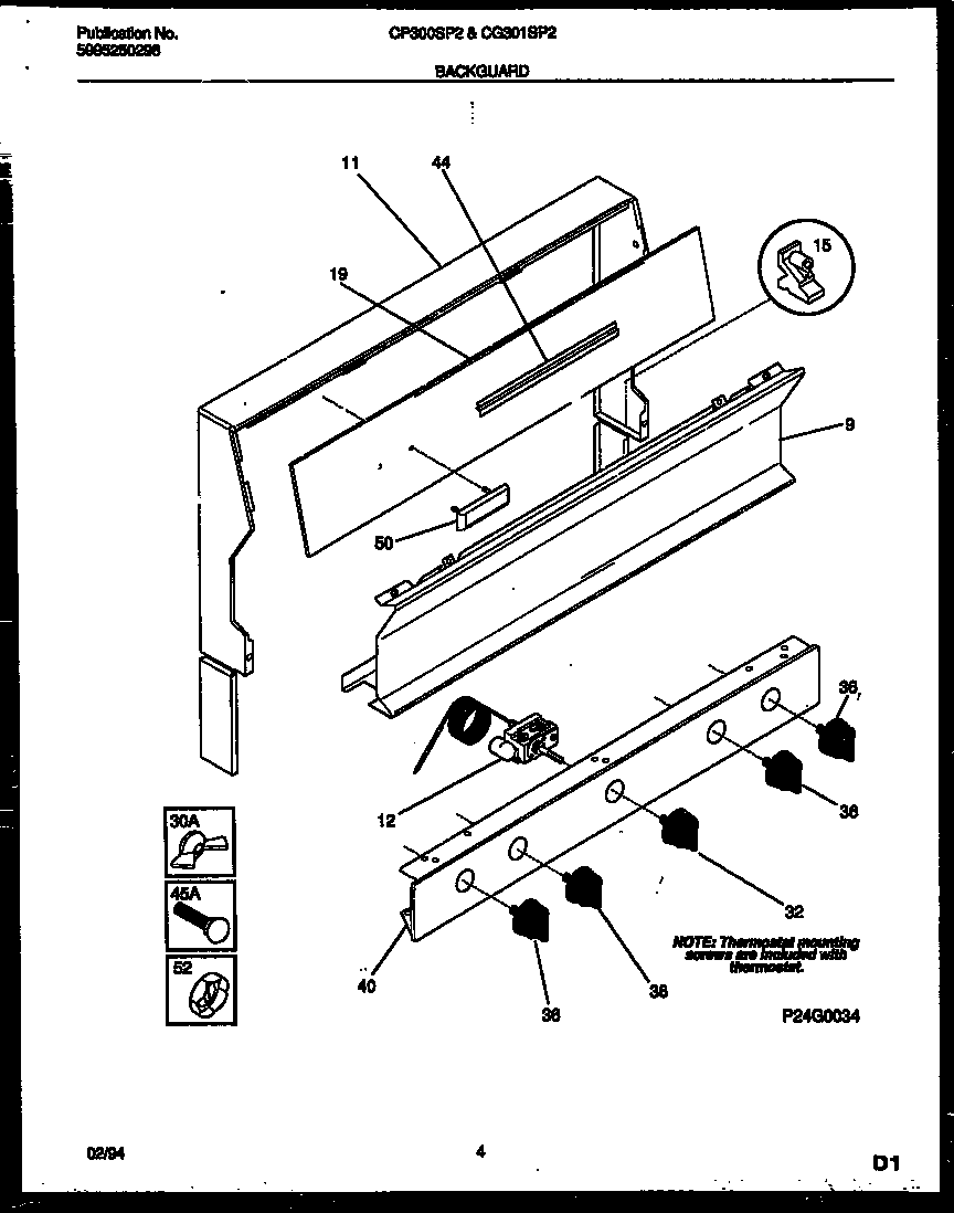 Gibson CG300SP2D3 backguard diagram