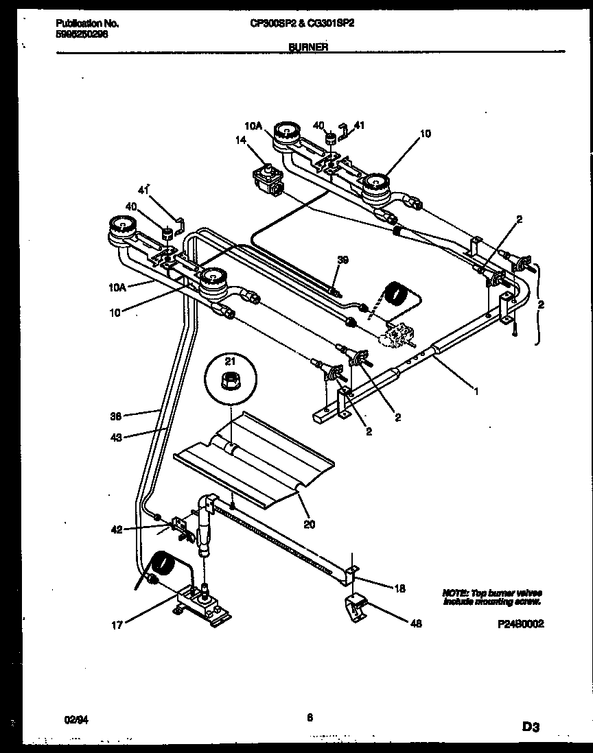 Gibson CG300SP2D3 burner, manifold and gas control diagram