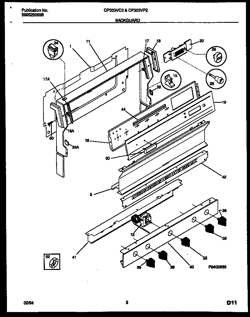 White-Westinghouse CP303VC3D2 backguard diagram