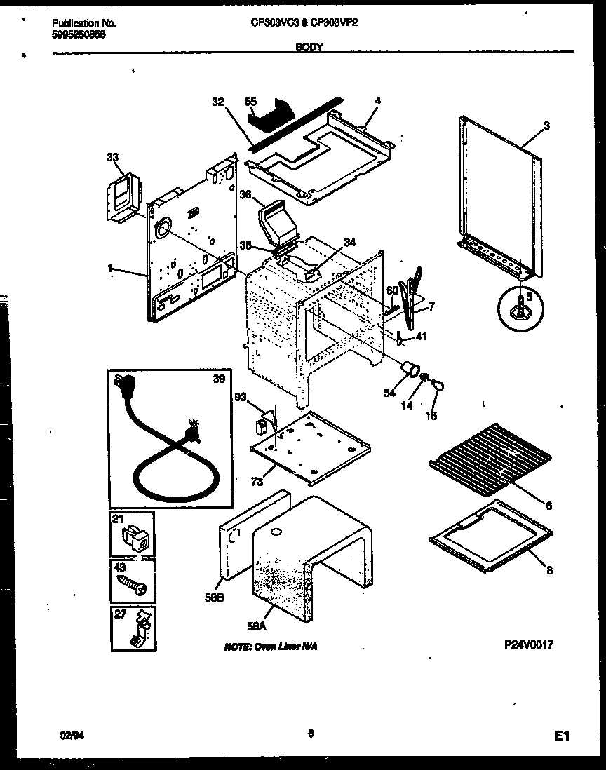 White-Westinghouse CP303VC3D2 body parts diagram