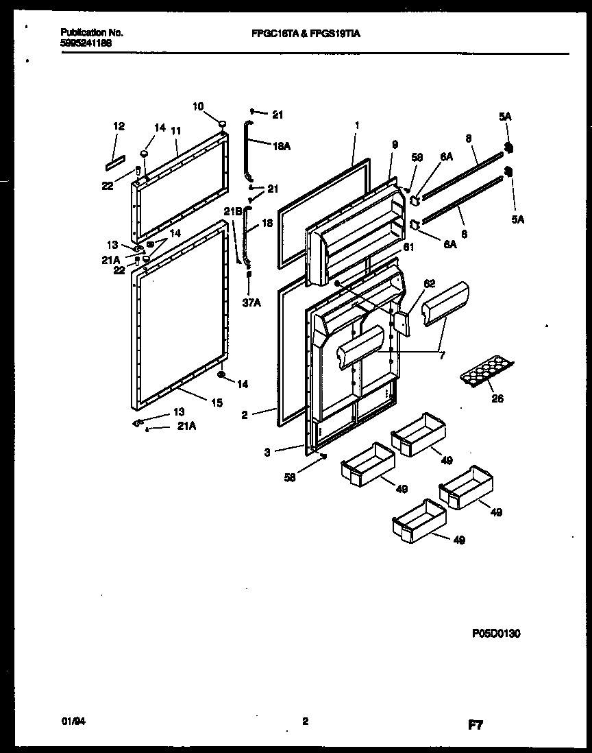 Frigidaire FPGS19TIAL0 door parts diagram