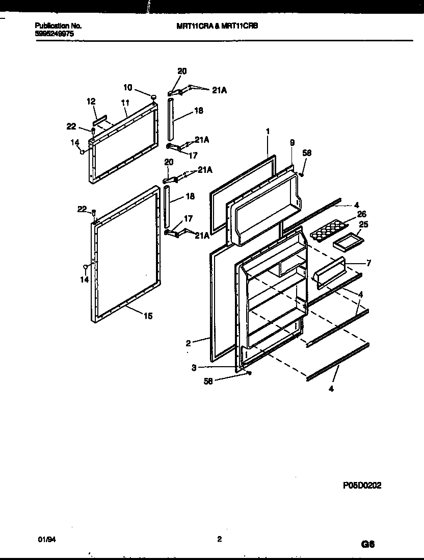 Universal/Multiflex (Frigidaire) MRT11CRAD0 door parts diagram