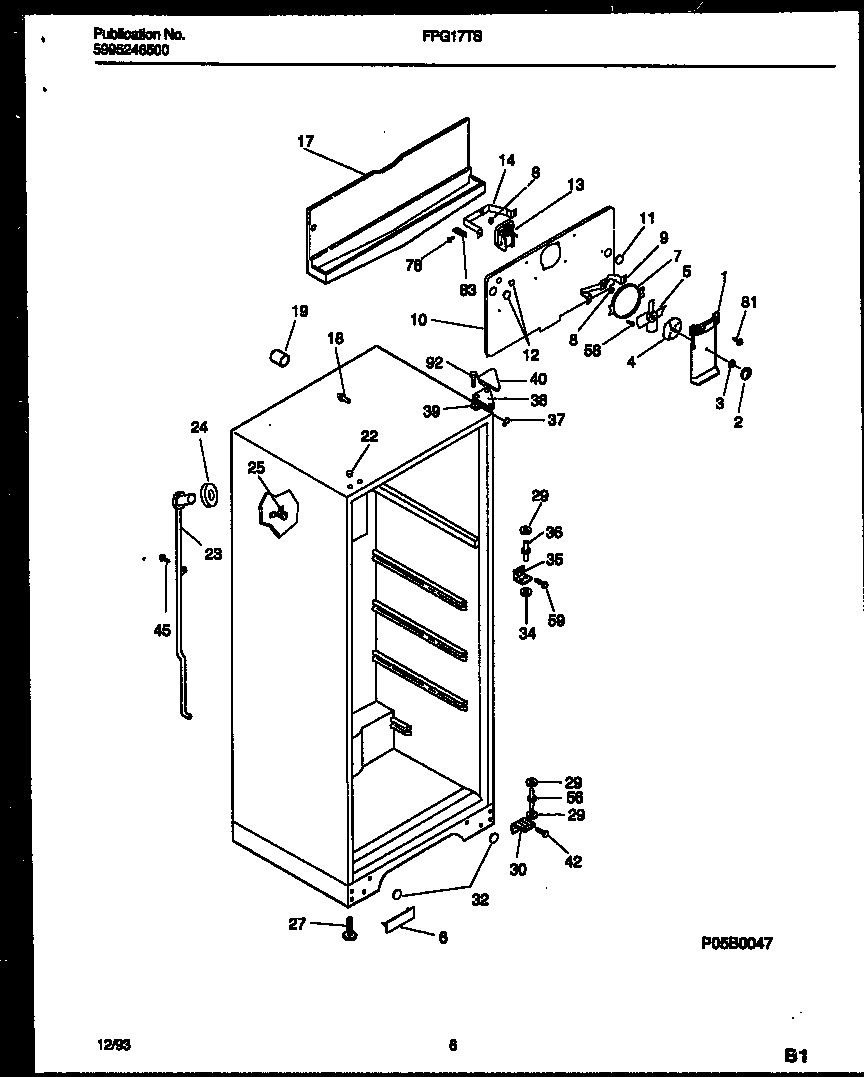 Frigidaire FPG17TSL1 cabinet parts diagram