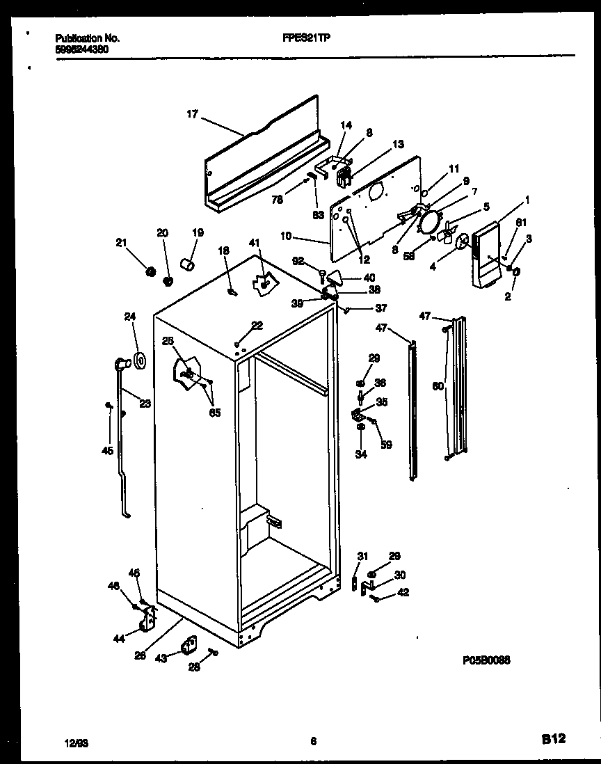 Frigidaire FPES21TPL1 cabinet parts diagram