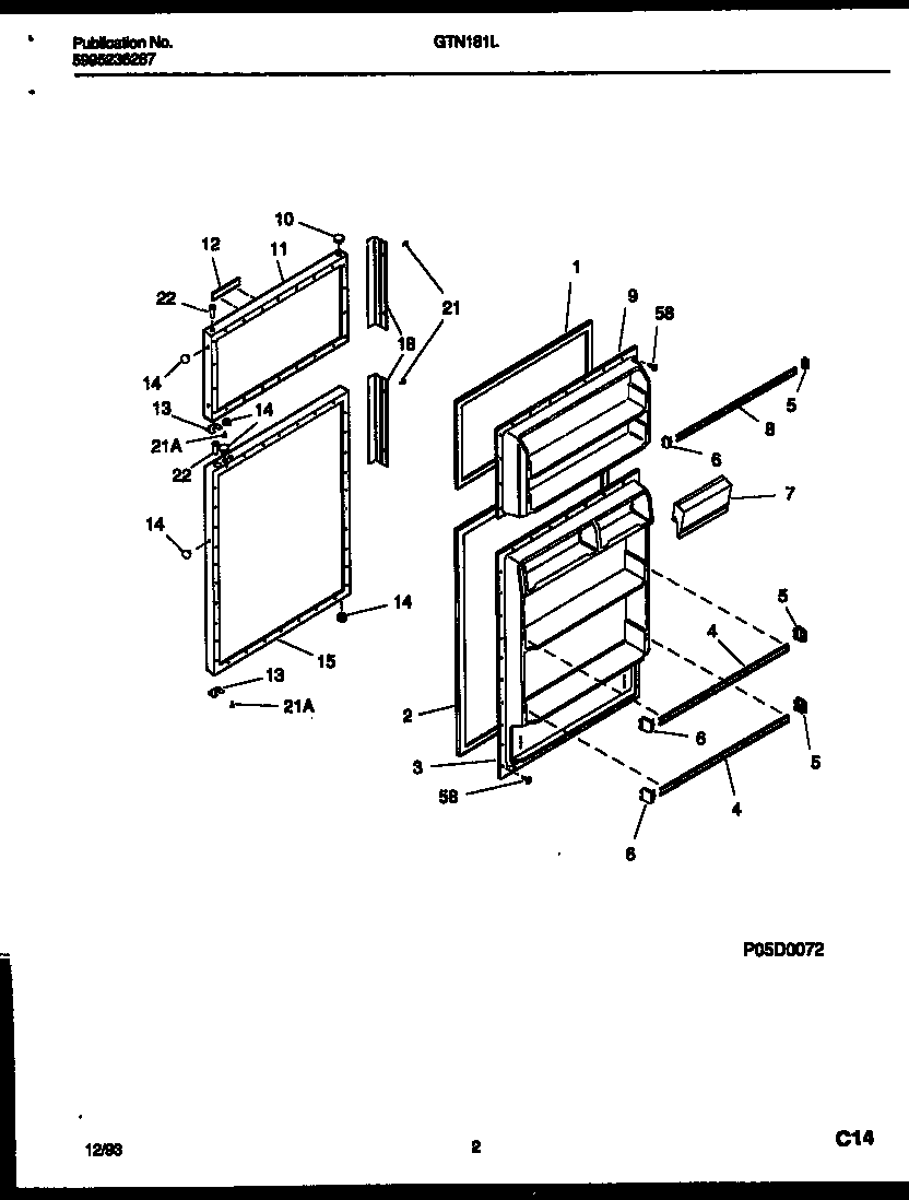 Frigidaire GTN181BL1 door parts diagram