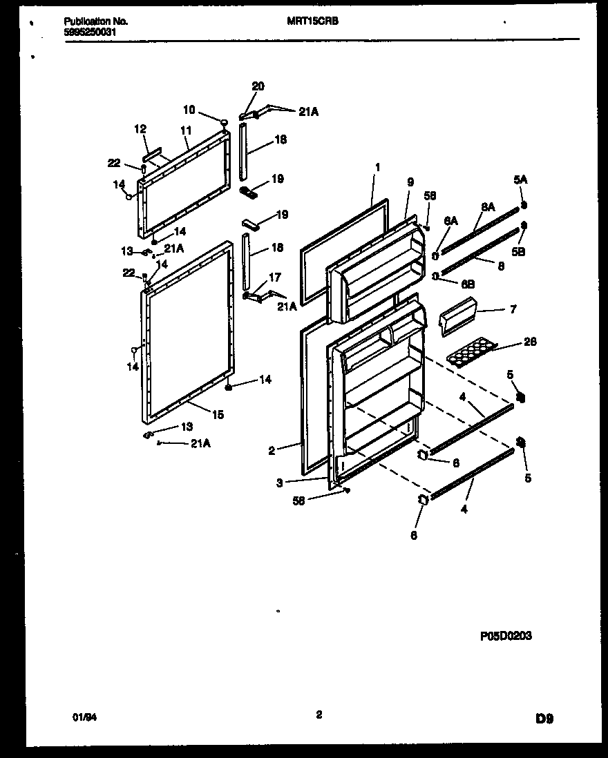 Universal/Multiflex (Frigidaire) MRT15CRBW0 door parts diagram