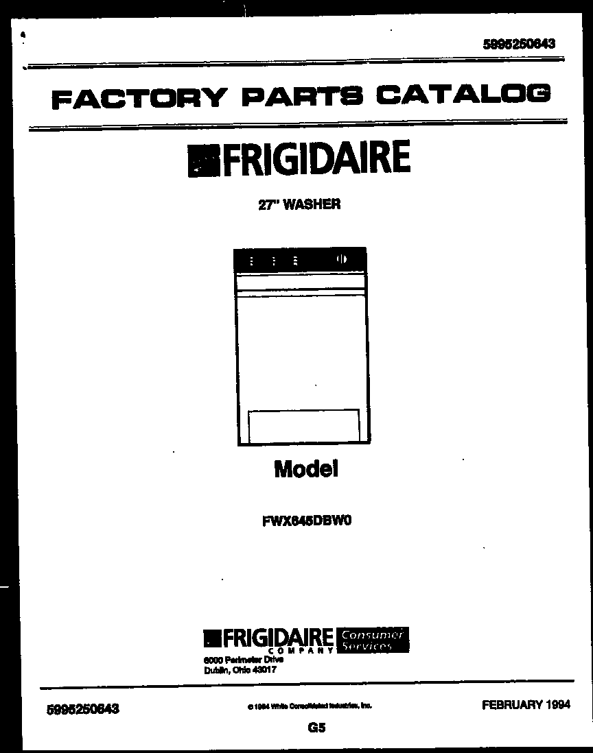 Frigidaire FWX645DBW0 null diagram