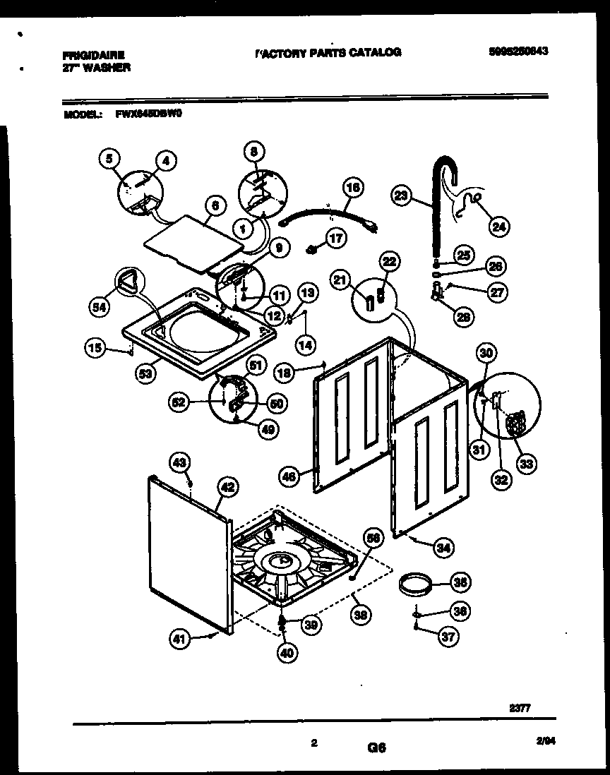 Frigidaire FWX645DBW0 cabinet parts diagram