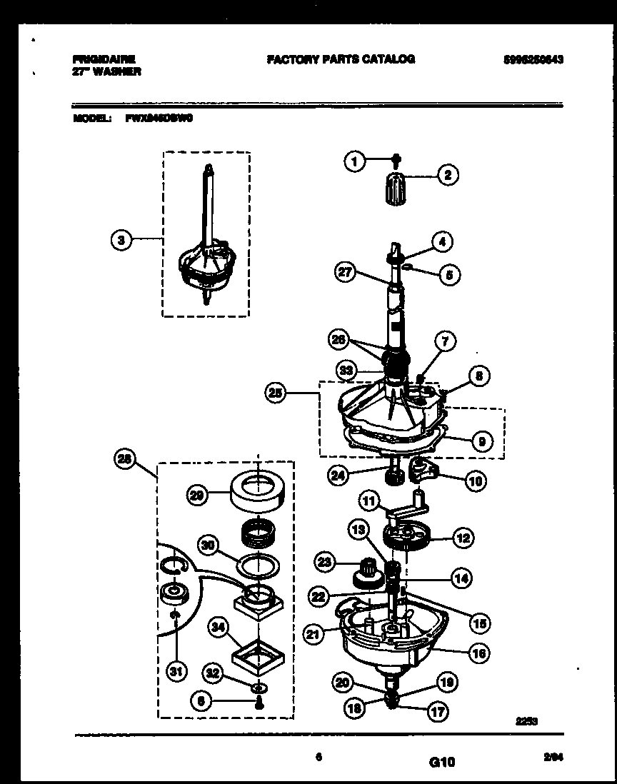 Frigidaire FWX645DBW0 transmission parts diagram
